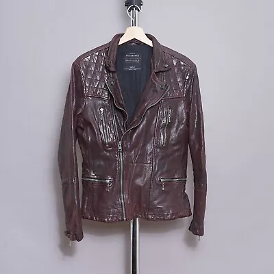 Buy ALL SAINTS OXBLOOD CALLERTON Leather Jacket Mens Red Celebrity Biker SMALL V2 • 369.99£