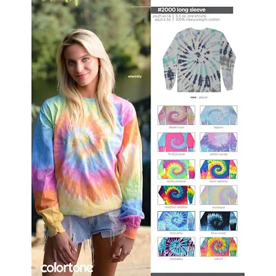 Buy Prismatic Colorful Tie Dye T-Shirts Long Sleeve Adult & Kids 100% Cotton  • 16.02£
