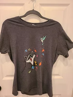 Buy Women's Large Disney Pocahontas Meeko Flit Colorful Leafs Fall T-shirt • 17£