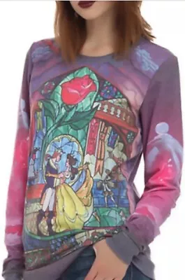 Buy Hot Topic Disney Beauty & The Beast Rose Crew Pullover Sweatshirt Top Large RARE • 37.88£