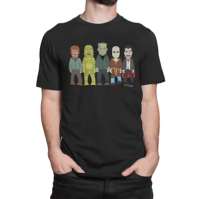 Buy Classic Monsters Mens T-Shirt VIPwees Dracula Wolf Frankenstein Mummy Horror Tee • 10.49£