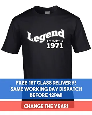 Buy Custom Birthday Men's Black T-Shirt Gift Legend Since Any Year 21st 30th 40th  • 11.99£