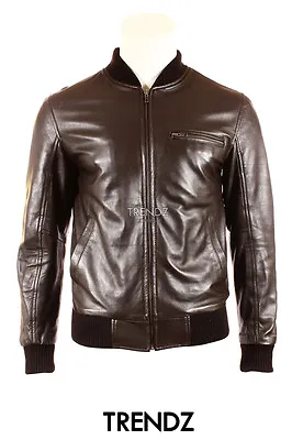 Buy Men's SEVENTIES BROWN Bomber Style Classic Real Lambskin Leather Fashion Jacket • 86.39£
