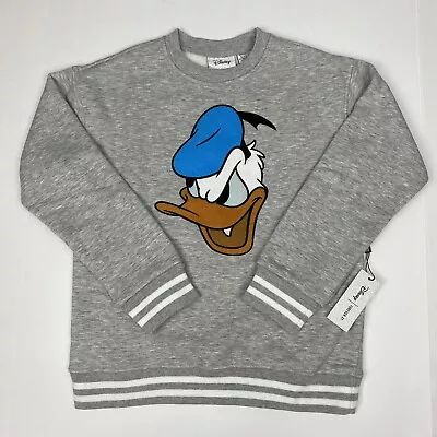 Buy Disney Donald Duck Sweatshirt Boys 11/12 NEW Forever 21 Embroidered Sewn Gray • 22.04£