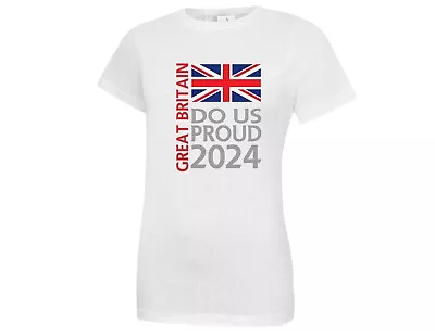 Buy Great Britain Do Us Proud British Union Jack Supporters Ladies T-Shirt 2024 • 10.29£