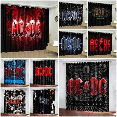 Buy Rock Bands ACDC Curtains Thick Blackout Bedroom Thermal Ring Top Eyelet Curtains • 25.21£