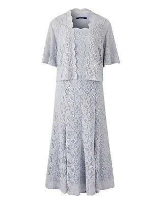 Buy Nightingales Silver Grey Lace Dress And Jacket - Brand New With Tags UK Size 22 • 79.99£