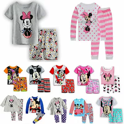 Buy Kids Boys Girls Minnie Mouse Mickey Mouse Pyjamas Set Sleepwear Nightwear • 11.52£