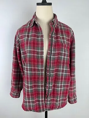 Buy DISTRESSED VTG 90s Red Plaid Shirt Jacket S Full Zip Woven Cotton Grunge Boxy  • 5.68£