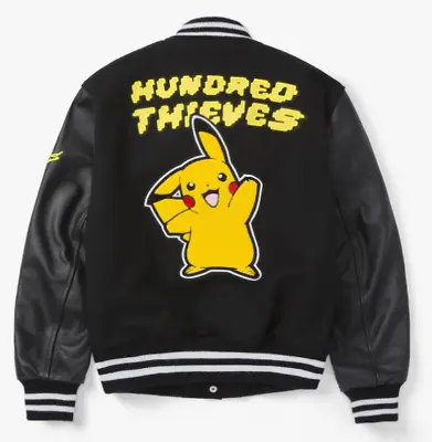 Buy PokÉmon + 100 Thieves Pikachu  Varsity Jacket - Black (only One In Uk) • 1,000£