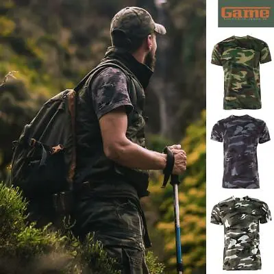 Buy GAME Men's Camo T Shirt Camouflage Top Army / Military / Hunting / Fishing • 8.95£
