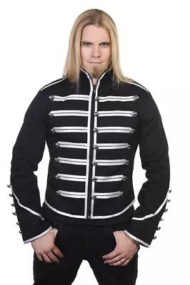 Buy Silver Military Drummer Black Parade MCR Steampunk Emo Punk Gothic Jacket BANNED • 49.99£