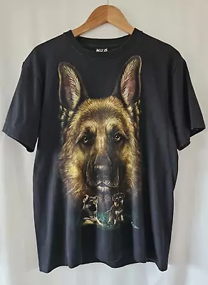 Buy T Shirt Size Medium Black German Shepherd Print Short Sleeve Wild Copyright • 10£