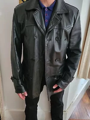 Buy Leather German UBoat Jacket Coat Black Small 40 Inch Chest • 50£