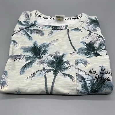 Buy NWT  PINK Womens T-Shirt Blue Palm Trees S.Sleeve Raglan Stretch No Bad Rays M • 19.29£