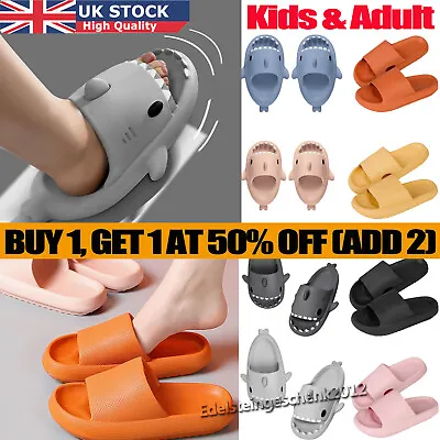Buy Unisex Adult Kids Thick Sole Shark Anti Slip Slippers In/Outdoor Sliders Sandals • 9.26£