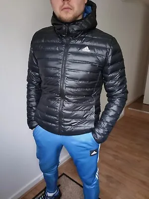 Buy Men’s Adidas Shiny Padded Coat Jacket Black Size Slim S / Xs • 25£