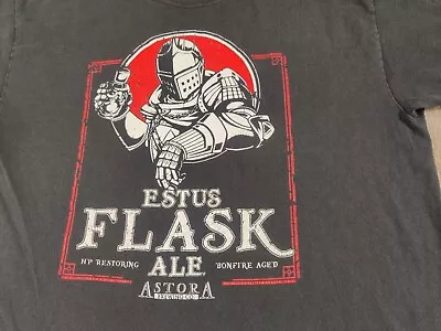 Buy Estus Flask Ale Astora Brewing Co T Shirt Large? HP Restoring Bonfire Aged Tee • 9.38£