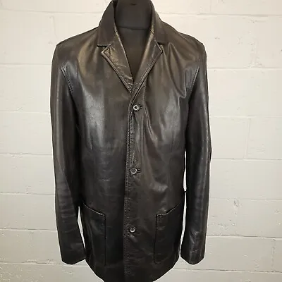 Buy GAP Vintage Leather Jacket Medium Mens Blazer Dark Brown Genuine Leather • 55£