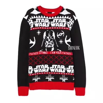 Buy New Men's Disney STAR WARS Christmas Knitted Novelty Jumper Festive H&M  • 27.99£