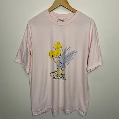 Buy Tinkerbell Peter Pan Disney Vintage T-shirt Pink Graphic Tee Size XL • 40.74£
