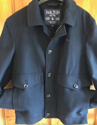 Buy JACK WILLS Mens Smart Casual Wool Jacket Navy Size Medium 2 Front Flap Pockets • 30£