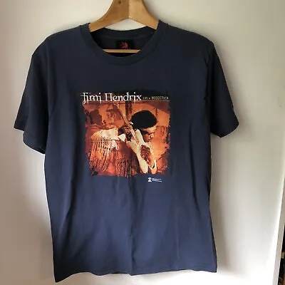 Buy Jimi Hendrix Live At Woodstock Large Blue Graphic TShirt Zion 2000 Vintage • 22.99£