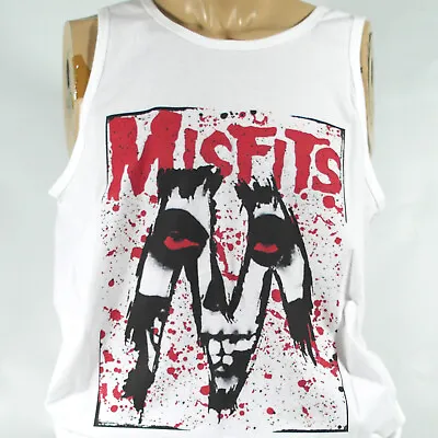 Buy Misfits Metal Punk Rock T-shirt Sleeveless Vest Top White Unisex S-2XL • 14.99£