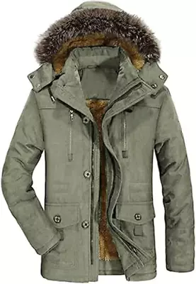 Buy Mens Mod Style Scooter Parka Coat Jacket Fur Hood Outdoor Size 2xl • 20£