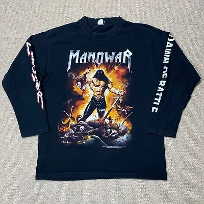 Buy VINTAGE Manowar T Shirt Mens Medium Black Dawn Of Battle Long Sleeve 2003 Rock • 79.99£