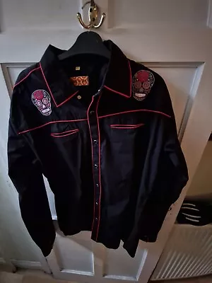 Buy Run & Fly Black Sugar Skull Shirt Jacket Size XXL Great Condition  • 19.99£
