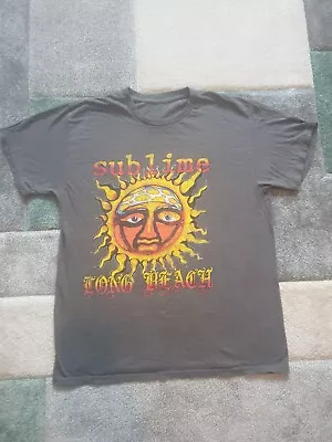 Buy Sublime Long Beach Band T Shirt Sun Orange Gray Tee Shirt Size Large • 15£