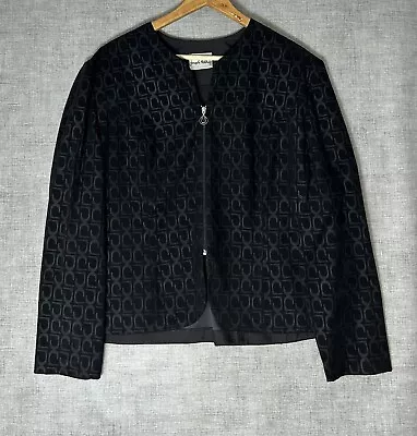 Buy Joseph Ribkoff Vintage Black Velvet Jacket Size 12-14 Zip Up Long Sleeve Black  • 50£