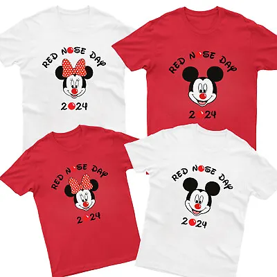Buy Red Nose Day 2024 Minnie Mickey Mouse Kids T-Shirts Top School RND Charity Tee • 8.99£