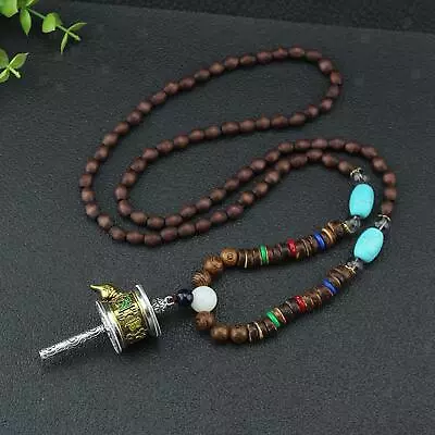 Buy Buddhist Pendant Necklace With Prayer Wheel Charm Jewelry For Men Women Gift • 7.80£