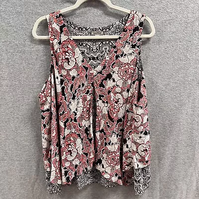 Buy Lucky Brand Top Womens Plus Size 1X 100% Silk Sleeveless Floral Layered Light • 17.36£