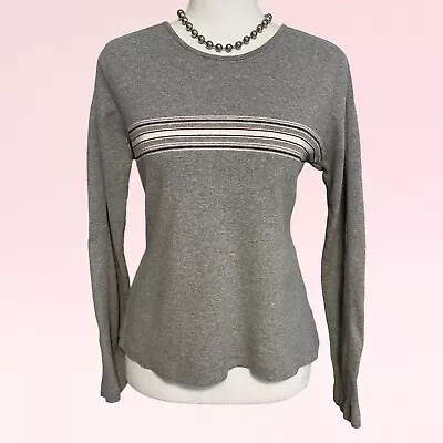 Buy Vintage 90s Y2k Gray Pink Striped Skater Grunge Preppy Long-sleeved T-shirt M/L • 23.06£