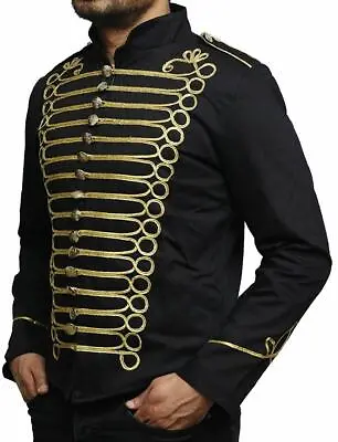 Buy Mens Hussar Jacket Napoleon Army Military Drummer Parade Jacket Black/White/ Red • 27.99£