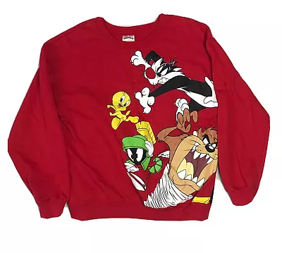 Buy Looney Tunes Sweatshirt Youth Large (11-13) Red Double Sided Graphic Sweater • 17.25£