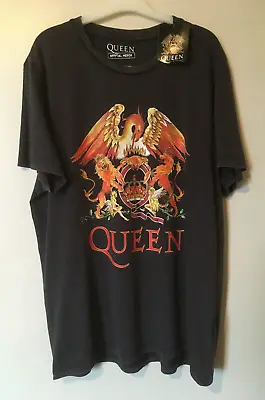 Buy Queen Official Merch Primark Cotton Crest Rock T-Shirt Large BNWT Washed Black • 16.99£