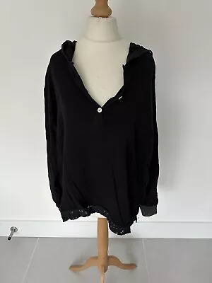 Buy Women’s Made In Italy Black Lace Trim Hoodie Fits Size 14-16 (V) • 6.99£