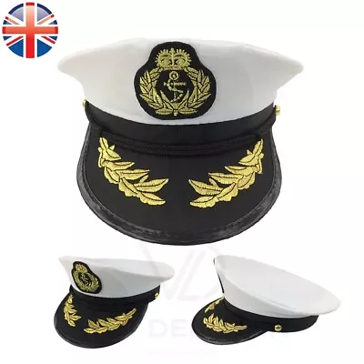Buy VDL Navy Captain Hat Skipper Yacht Hat Sailor Costume Cosplay Fancy Dress • 6.88£