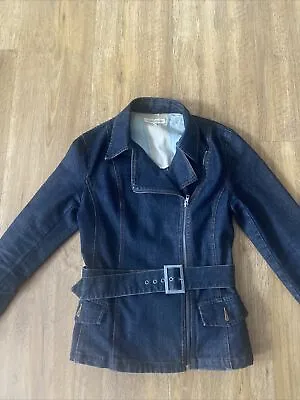 Buy Laura Ashley Womens Dark Blue Jean Jacket UK 10 Designer Denim Casual • 10£