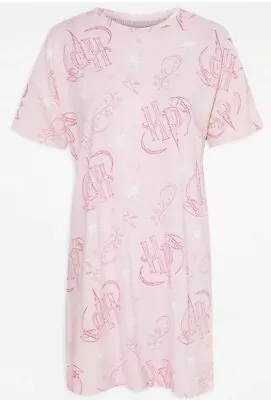 Buy Harry Potter Pink HP Logo Nightdress Nightie Size UK 16 - 26 Pyjamas 100% Cotton • 17.50£
