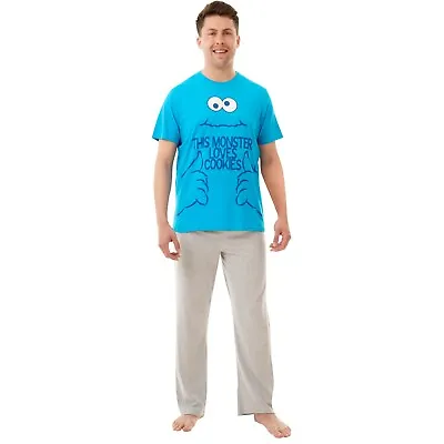 Buy Cookie Monster Sesame Street PJs Adults Mens S M L XL 2XL Pyjamas Nightwear Blue • 19.99£
