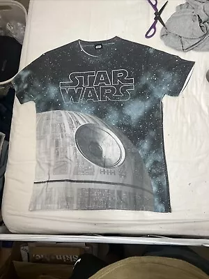 Buy Star Wars T Shirt Large All Over Print Darth Star Graphic Print Mens • 10£