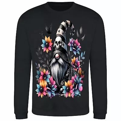 Buy Just A Gothic Gonk, Sweatshirt XS - 5XL, Metal Head Darkness Gnome Skull Flowers • 29.95£