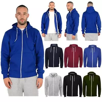 Buy Plain Mens American Fleece Zip UP Hoody Jacket Soft Sweatshirt Hooded Hoodie Top • 12.99£