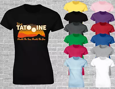 Buy Tatooine Suns Ladies T Shirt Star Jedi Wars Cool Yoda Skywalker Boba Top Fett • 7.99£