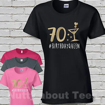 Buy 70th BIRTHDAY Ladies Tshirt #BIRTHDAY QUEEN - SEVENTIETH Bday Tee • 10.99£
